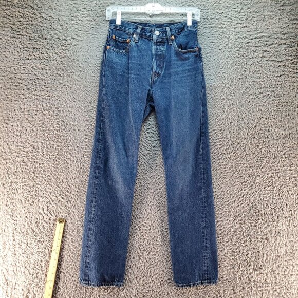 Levis Jeans Womens 25 Blue 501 Original Fit High-Rise Straight-Leg Cotton Denim - Picture 5 of 11